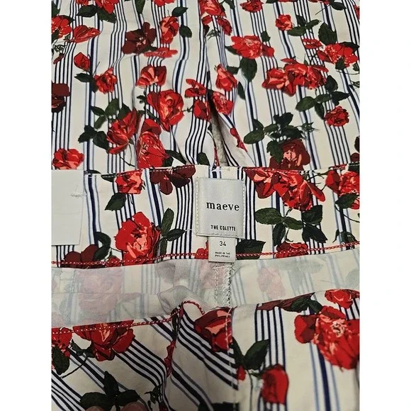 Anthropologie Maeve The Colette Cropped Wide-Leg Rose Printed Pants Sz 34 NWT‎ - Picture 7 of 9